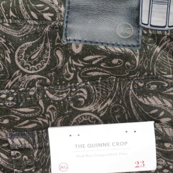 New AG The Quinne Crop High Rise Kick Flare Velvet Pant in Gallant Paisley sz 23 - Picture 11 of 15